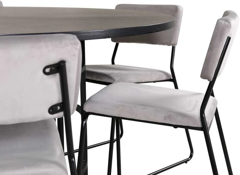 Venture Design Valgomasis stalas, Kopenhaga, 140x74 cm, Juodas + Valgomasis kėdė, Kenth, 52x76x40 cm, Šviesiai pilka