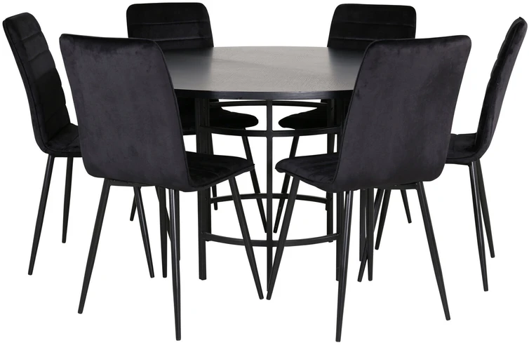 Venture Design Valgomasis stalas, Kopenhaga, 140x74 cm, Juodas + Valgomasis kėdė, Windu Lyx, 49x94x43 cm, Juoda