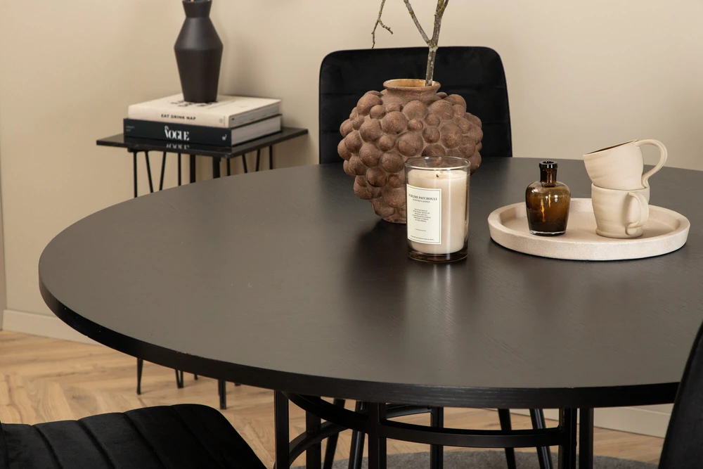 Venture Design Valgomasis stalas, Kopenhaga, 140x74 cm, Juodas / Valgomasis kėdė, Windu Lyx, 49x94x43 cm, Juoda