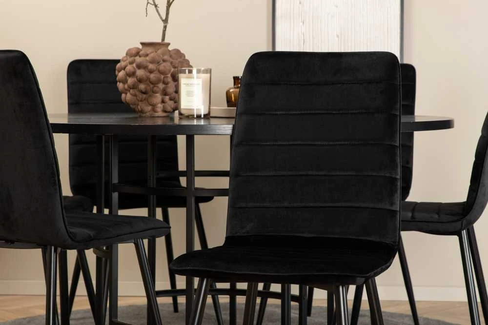 Venture Design Valgomasis stalas, Kopenhaga, 140x74 cm, Juodas + Valgomasis kėdė, Windu Lyx, 49x94x43 cm, Juoda