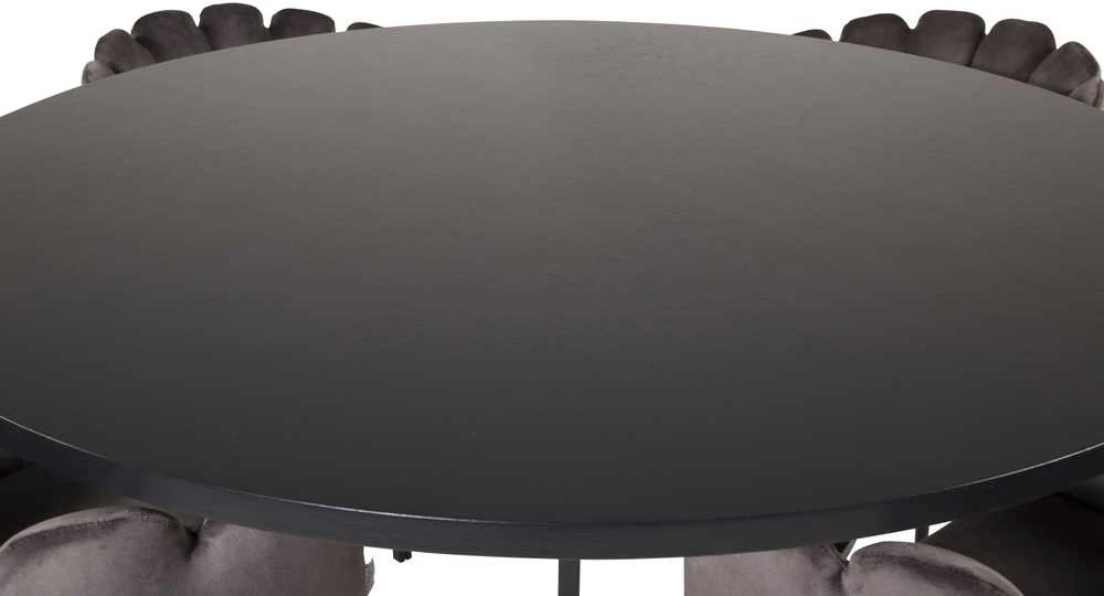 Venture Design Valgomasis stalas, Kopenhaga, ⌀140 cm, Juodas, Kėdė, Limhamn, 54x76 cm, Pilka