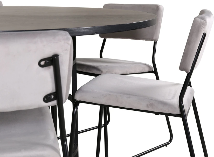 Venture Design Valgomasis stalas, Kopenhaga, 140x74 cm, Juodas + Valgomasis kėdė, Kenth, 52x76x40 cm, Šviesiai pilka