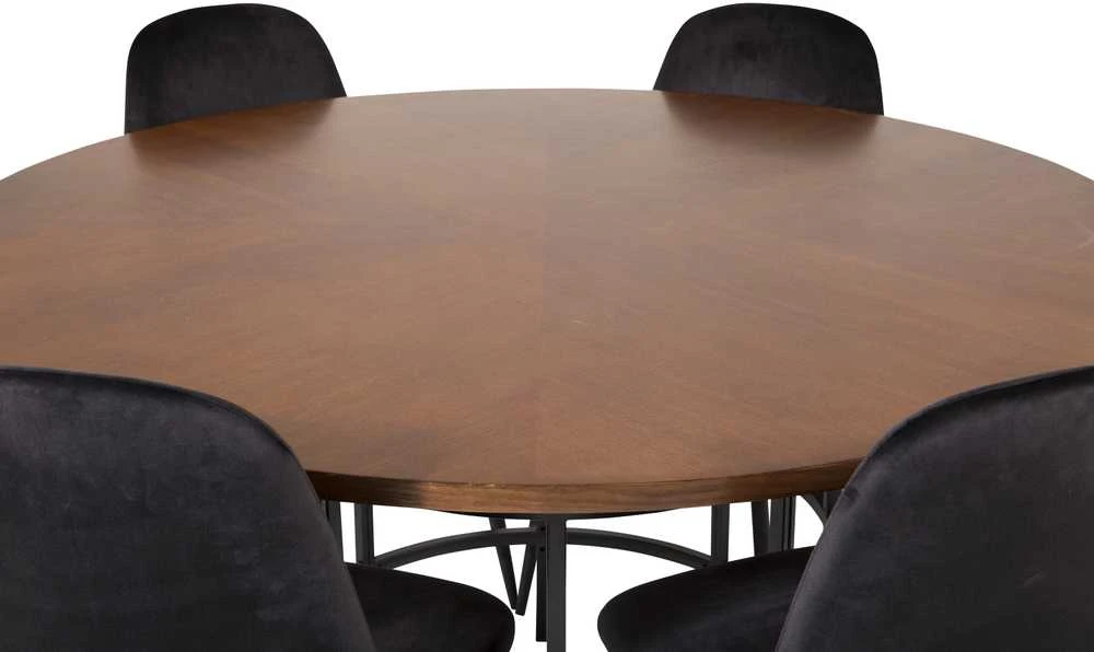 Venture Design Valgomasis stalas, Kopenhaga, ⌀140 cm, Ruda / Valgomasis kėdė, Poliaras, 53.3x88x42.5 cm, Juoda