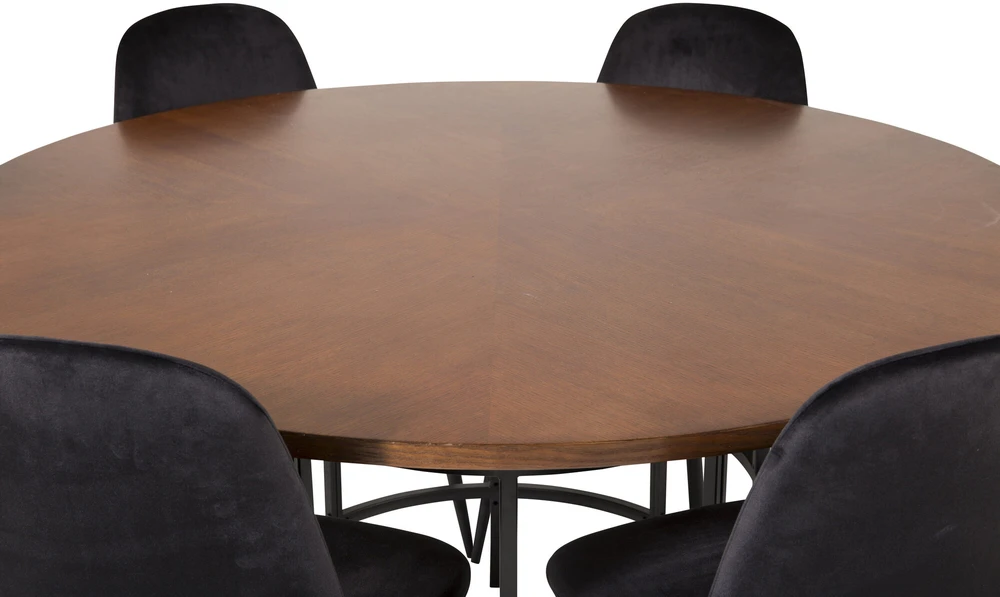 Venture Design Valgomasis stalas, Kopenhaga, ⌀140 cm, Ruda / Valgomasis kėdė, Poliaras, 53.3x88x42.5 cm, Juoda