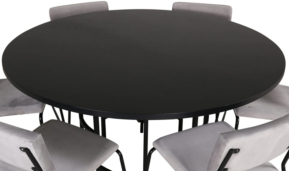 Venture Design Valgomasis stalas, Kopenhaga, 140x74 cm, Juodas + Valgomasis kėdė, Kenth, 52x76x40 cm, Šviesiai pilka