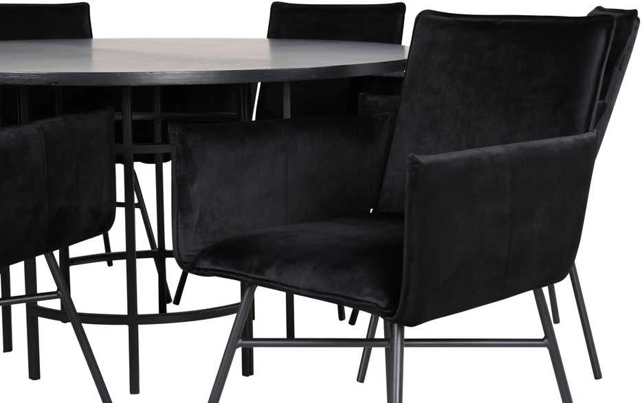 Venture Design Valgomasis stalas, Kopenhaga, 140x74 cm, Juodas / Valgomasis kėdė, Petra, 60x87x57 cm, Juoda