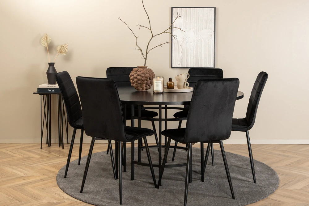 Venture Design Valgomasis stalas, Kopenhaga, 140x74 cm, Juodas + Valgomasis kėdė, Windu Lyx, 49x94x43 cm, Juoda