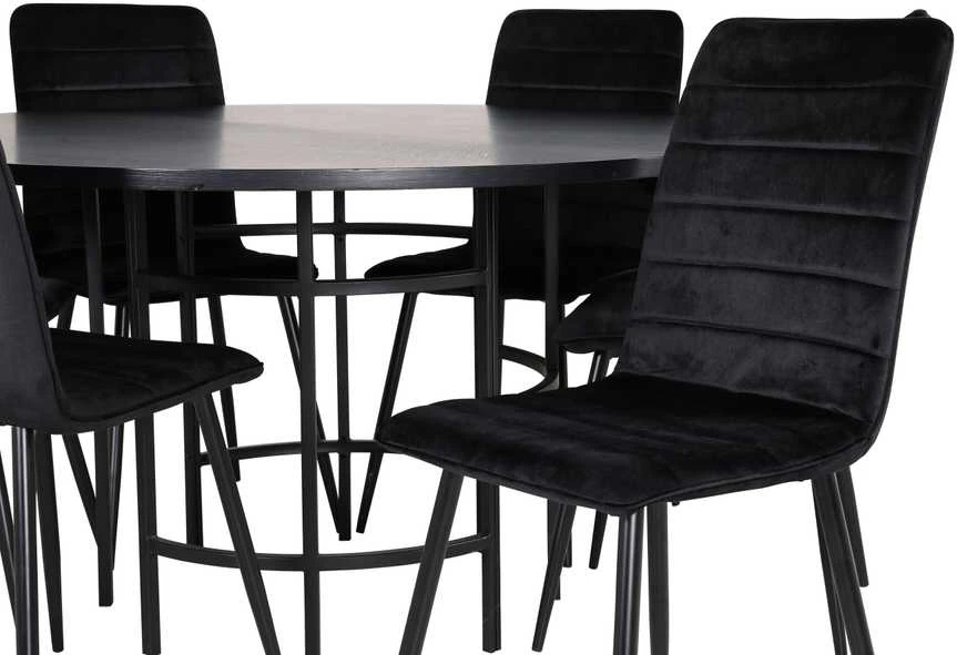 Venture Design Valgomasis stalas, Kopenhaga, 140x74 cm, Juodas + Valgomasis kėdė, Windu Lyx, 49x94x43 cm, Juoda