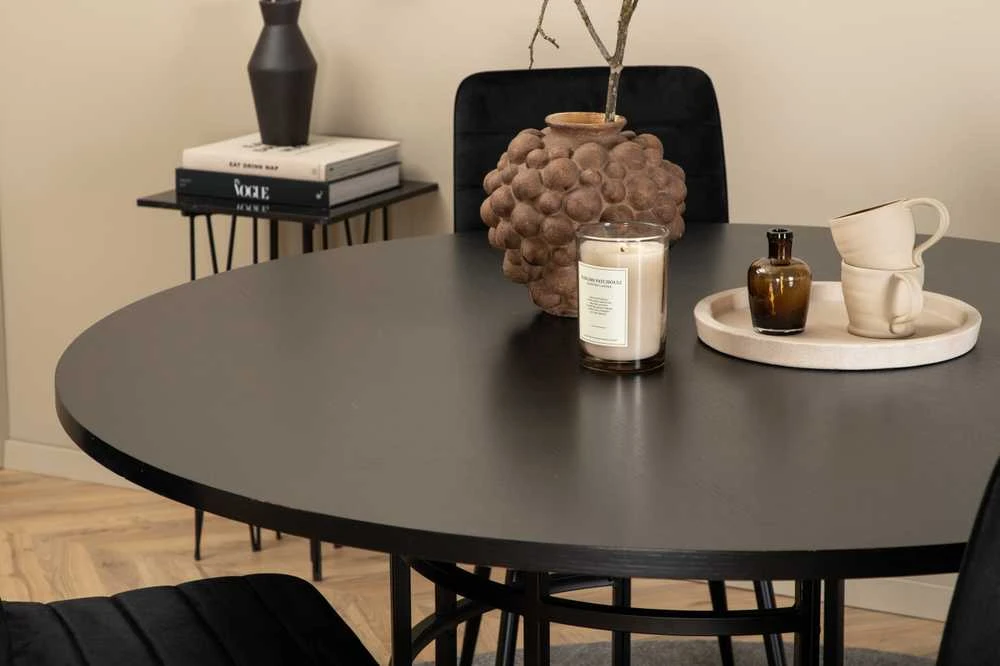 Venture Design Valgomasis stalas, Kopenhaga, 140x74 cm, Juodas / Valgomasis kėdė, Windu Lyx, 49x94x43 cm, Juoda