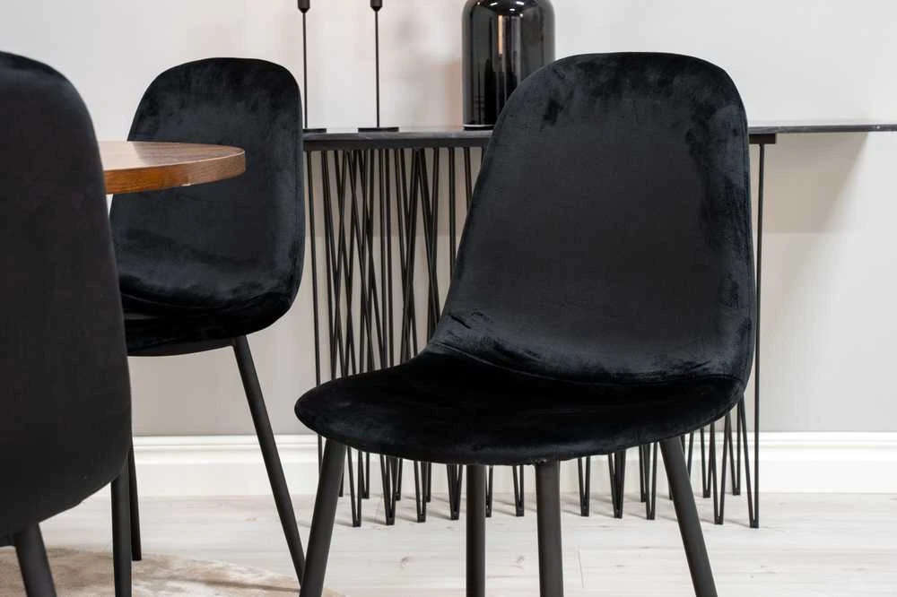 Venture Design Valgomasis stalas, Kopenhaga, ⌀140 cm, Ruda / Valgomasis kėdė, Poliaras, 53.3x88x42.5 cm, Juoda