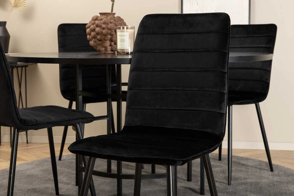 Venture Design Valgomasis stalas, Kopenhaga, 140x74 cm, Juodas / Valgomasis kėdė, Windu Lyx, 49x94x43 cm, Juoda