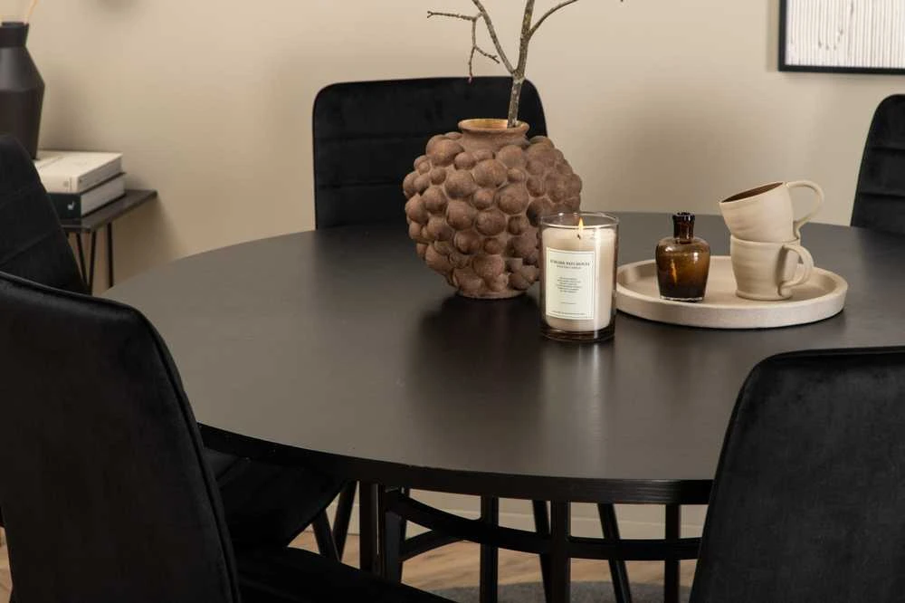 Venture Design Valgomasis stalas, Kopenhaga, 140x74 cm, Juodas + Valgomasis kėdė, Windu Lyx, 49x94x43 cm, Juoda