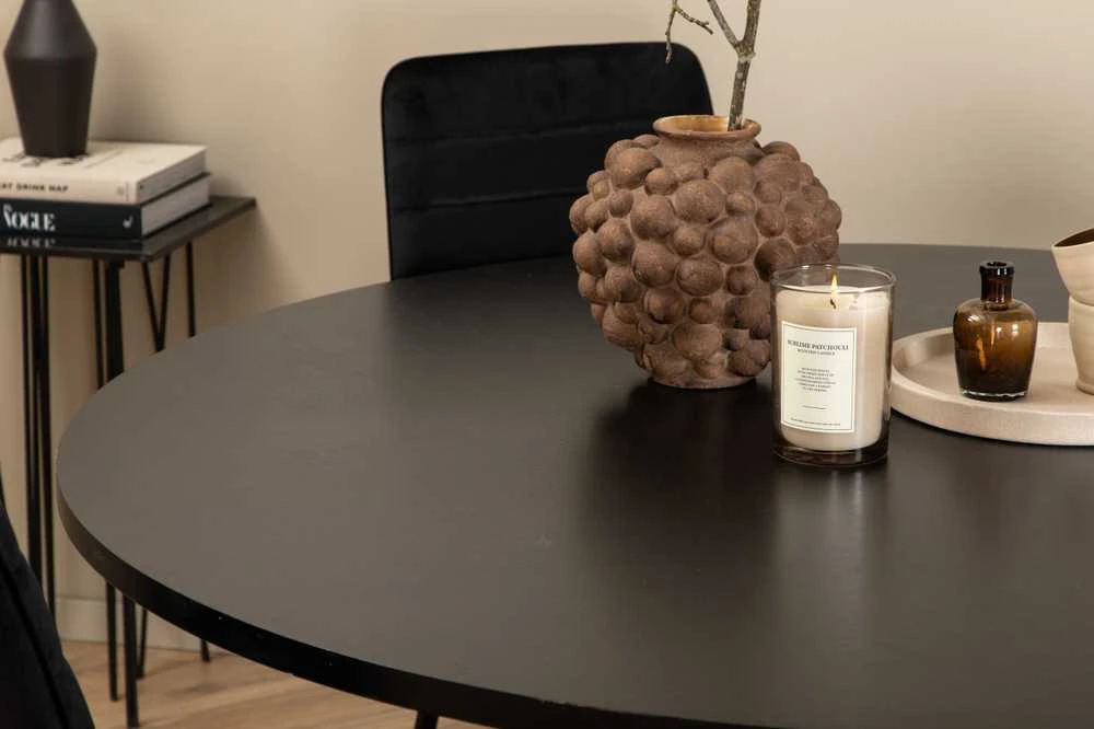 Venture Design Valgomasis stalas, Kopenhaga, 140x74 cm, Juodas / Valgomasis kėdė, Windu Lyx, 49x94x43 cm, Juoda