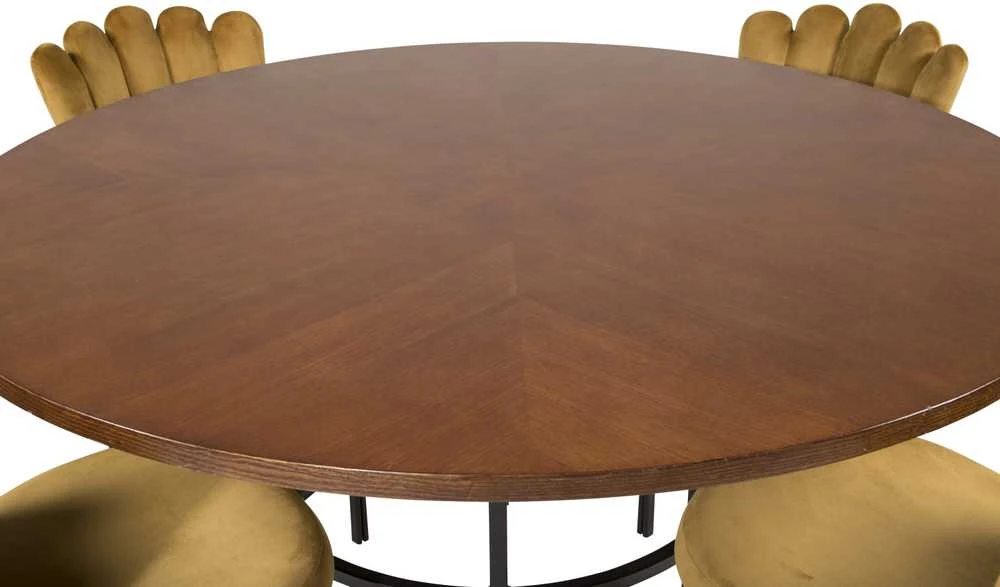 Venture Design Valgomasis stalas, Kopenhaga, ⌀140 cm, Ruda/Juoda+Kėdė, Limhamn Light, 54x82.5x44.5 cm, Aukso spalvos