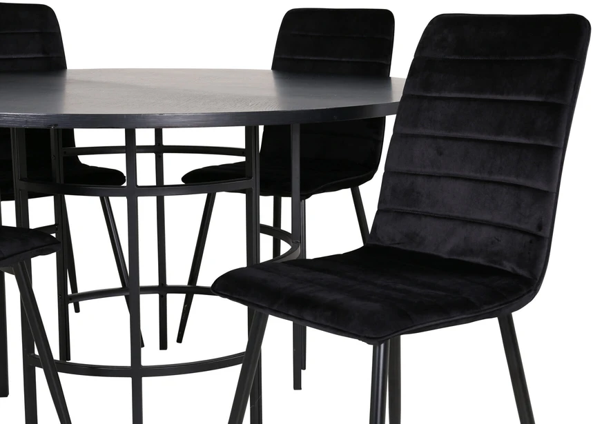 Venture Design Valgomasis stalas, Kopenhaga, 140x74 cm, Juodas / Valgomasis kėdė, Windu Lyx, 49x94x43 cm, Juoda