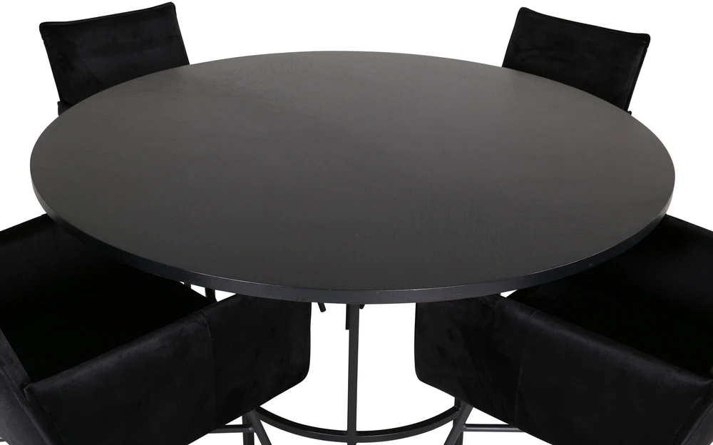 Venture Design Valgomasis stalas, Kopenhaga, 140x74 cm, Juodas + Valgomasis kėdė, Petra, 60x87x57 cm, Juoda