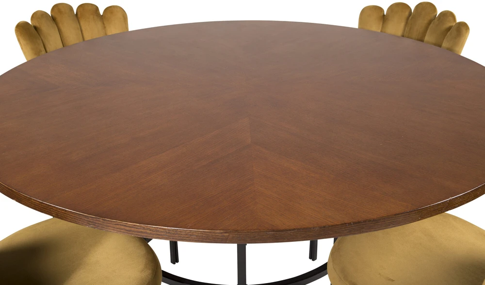 Venture Design Valgomasis stalas, Kopenhaga, ⌀140 cm, Ruda/Juoda+Kėdė, Limhamn Light, 54x82.5x44.5 cm, Aukso spalvos