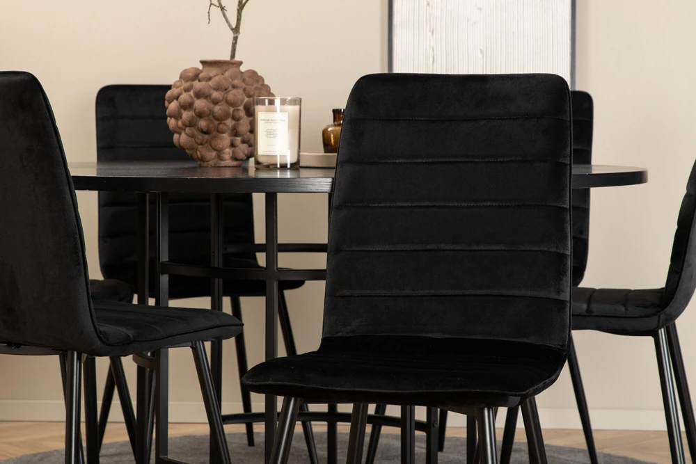 Venture Design Valgomasis stalas, Kopenhaga, 140x74 cm, Juodas + Valgomasis kėdė, Windu Lyx, 49x94x43 cm, Juoda