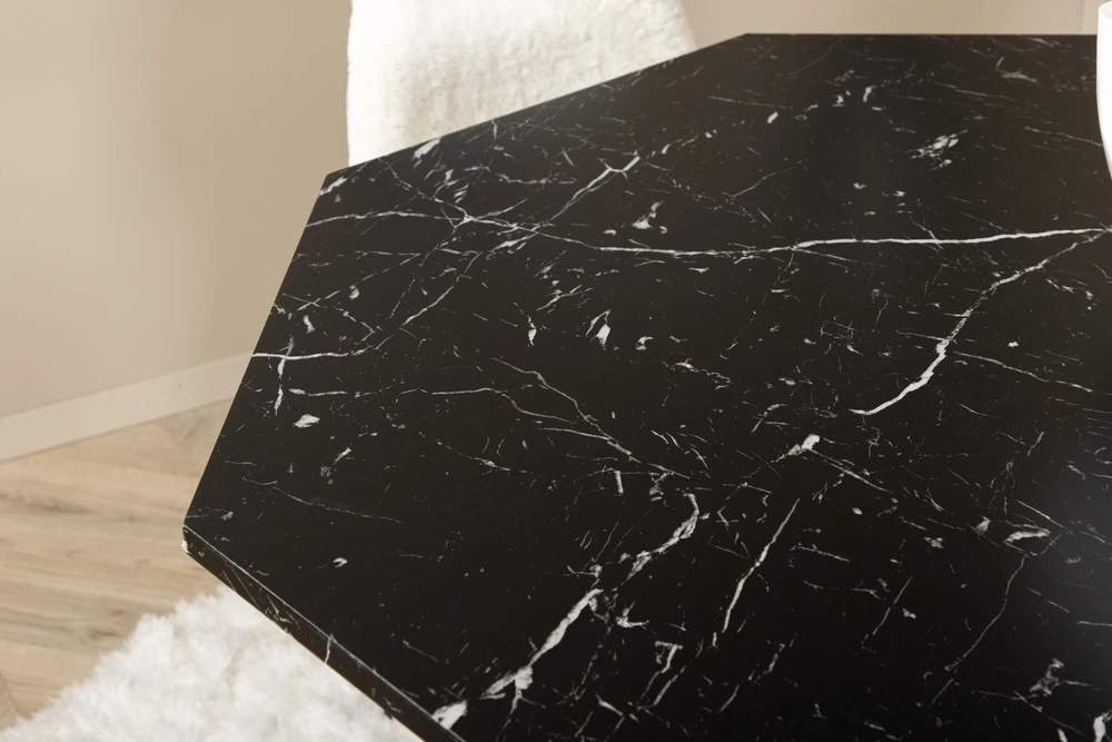 Venture Design Valgomasis stalas, Marbs, 110x75 cm, Juodas, Valgomasis kėdė, Polar, 53x87x44 cm, Balta