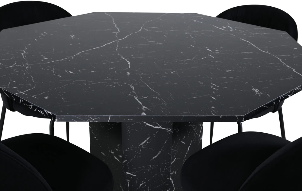 Venture Design Valgomasis stalas, Marbs, 110x75 cm, Juodas, Valgomasis kėdė, Wrinkles, 50x79.5x49 cm, Juoda