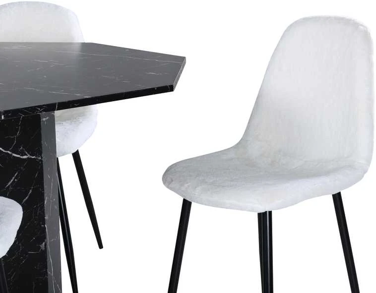 Venture Design Valgomasis stalas, Marbs, 110x75 cm, Juodas, Valgomasis kėdė, Polar, 53x87x44 cm, Balta