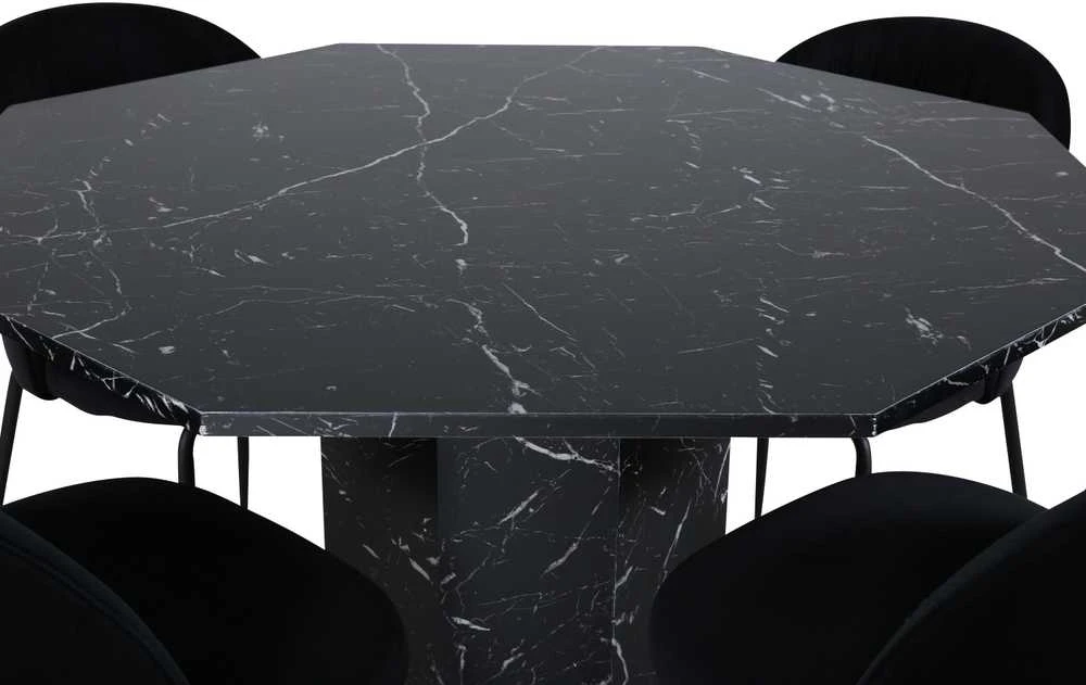 Venture Design Valgomasis stalas, Marbs, 110x75 cm, Juodas, Valgomasis kėdė, Wrinkles, 50x79.5x49 cm, Juoda