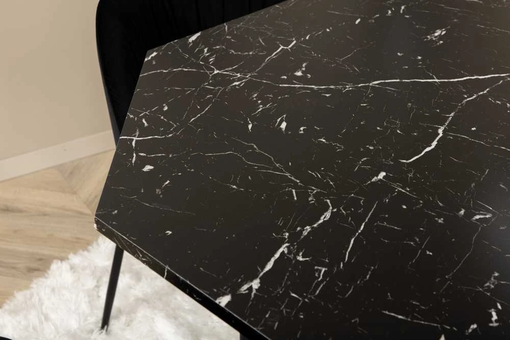Venture Design Valgomasis stalas, Marbs, 110x75 cm, Juodas, Valgomasis kėdė, Wrinkles, 50x79.5x49 cm, Juoda