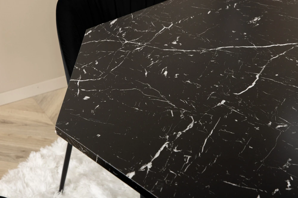 Venture Design Valgomasis stalas, Marbs, 110x75 cm, Juodas, Valgomasis kėdė, Wrinkles, 50x79.5x49 cm, Juoda