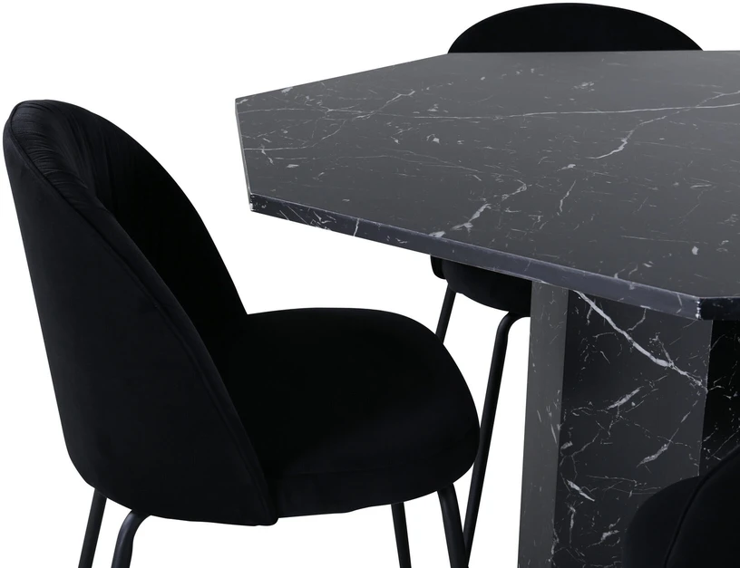Venture Design Valgomasis stalas, Marbs, 110x75 cm, Juodas, Valgomasis kėdė, Wrinkles, 50x79.5x49 cm, Juoda