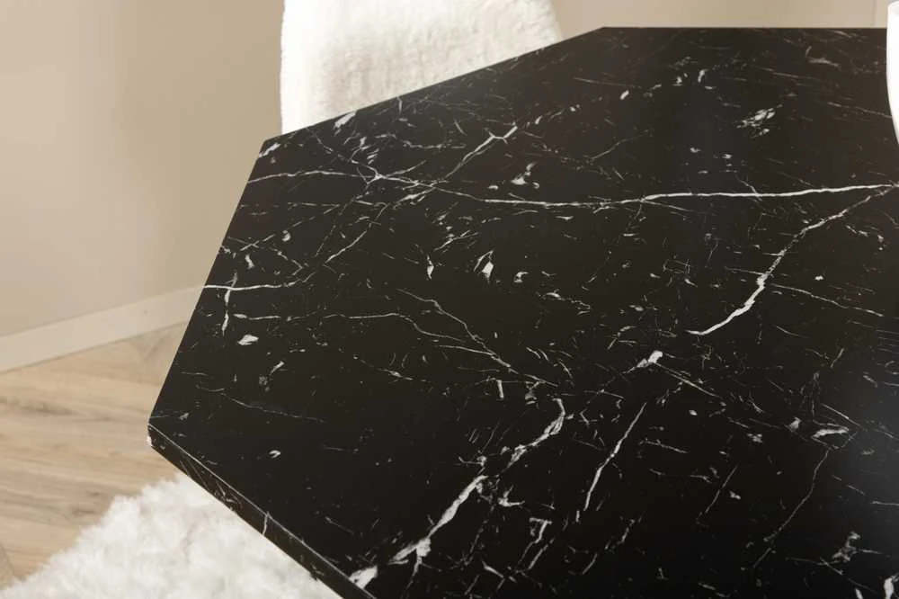 Venture Design Valgomasis stalas, Marbs, 110x75 cm, Juodas, Valgomasis kėdė, Polar, 53x87x44 cm, Balta