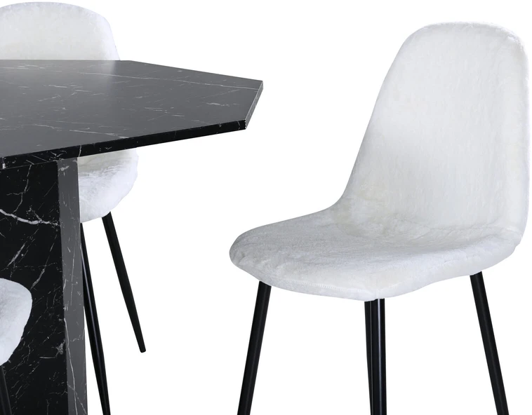Venture Design Valgomasis stalas, Marbs, 110x75 cm, Juodas, Valgomasis kėdė, Polar, 53x87x44 cm, Balta