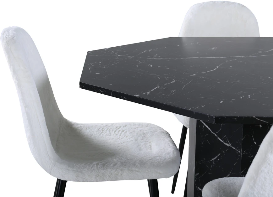 Venture Design Valgomasis stalas, Marbs, 110x75 cm, Juodas, Valgomasis kėdė, Polar, 53x87x44 cm, Balta