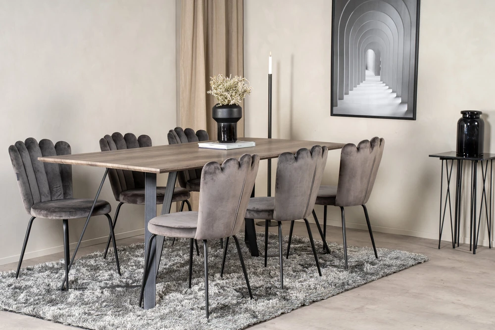 Venture Design Valgomasis stalas, Marina, 180x90 cm, Juoda / Pilka ąžuolo