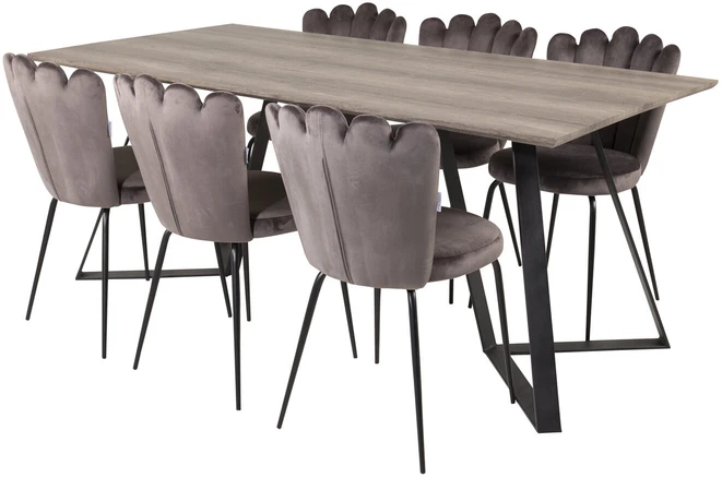 Venture Design Valgomasis stalas, Marina, 180x90 cm, Juoda / Pilka ąžuolo
