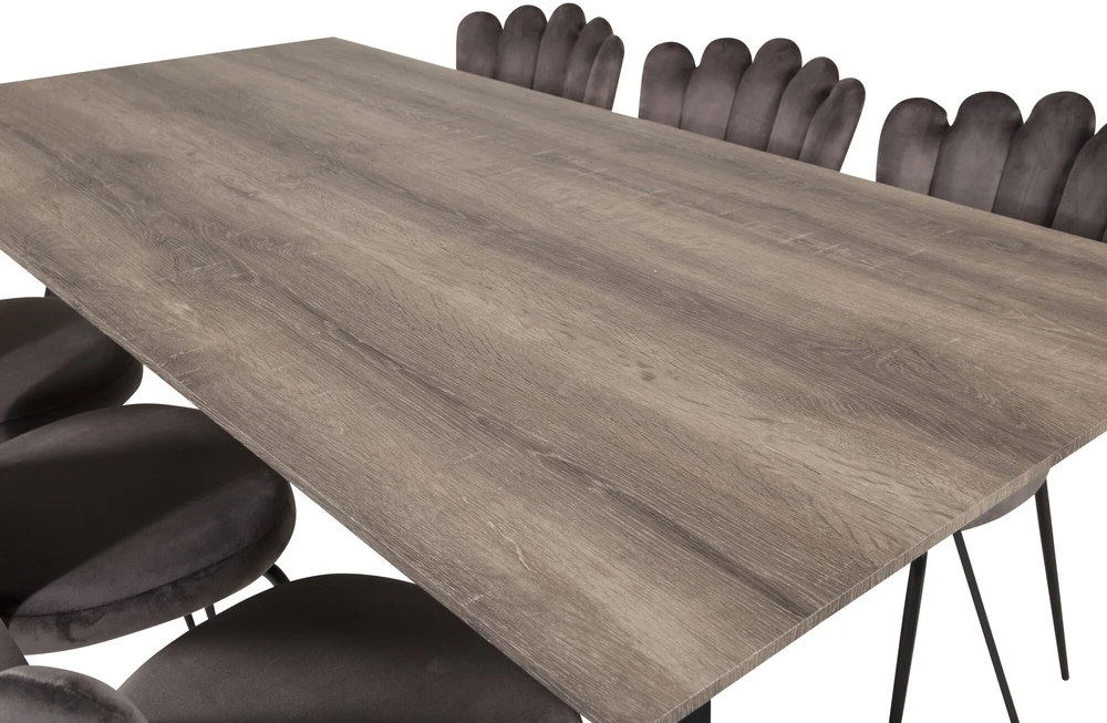 Venture Design Valgomasis stalas, Marina, 180x90 cm, Juoda / Pilka ąžuolo