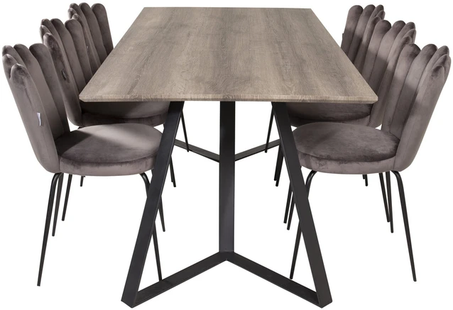 Venture Design Valgomasis stalas, Marina, 180x90 cm, Juoda / Pilka ąžuolo
