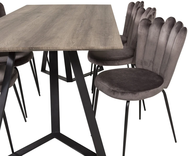 Venture Design Valgomasis stalas, Marina, 180x90 cm, Juoda / Pilka ąžuolo
