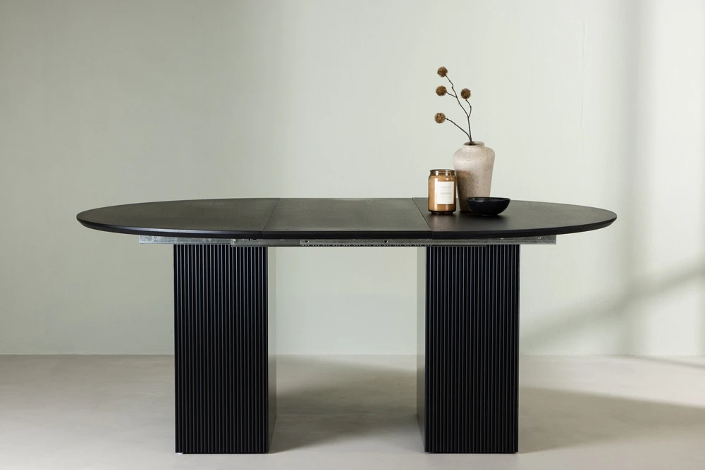 Venture Design Valgomasis stalas, Matilda ištraukiamas, ø130 cm, Juodas