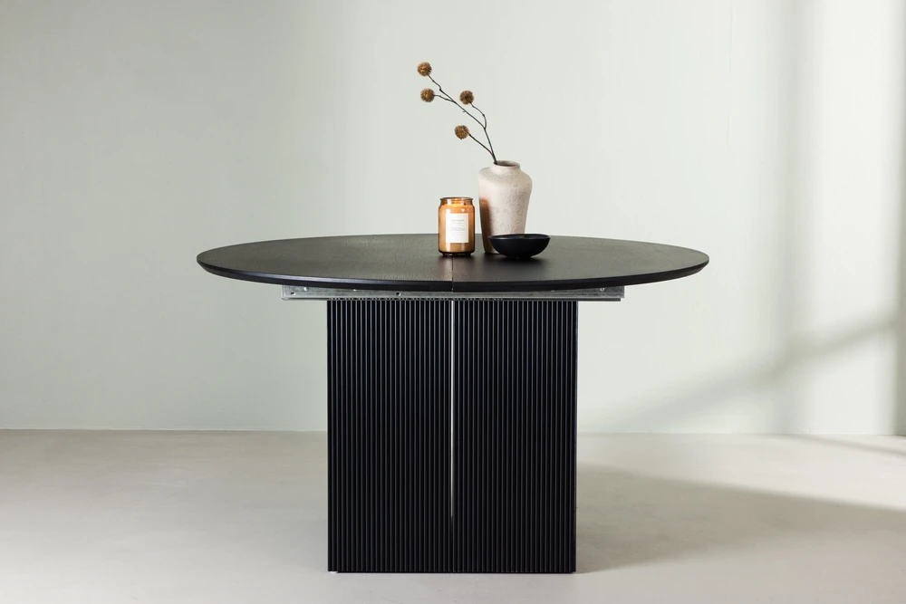 Venture Design Valgomasis stalas, Matilda ištraukiamas, ø130 cm, Juodas