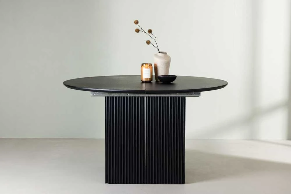 Venture Design Valgomasis stalas, Matilda ištraukiamas, ø130 cm, Juodas