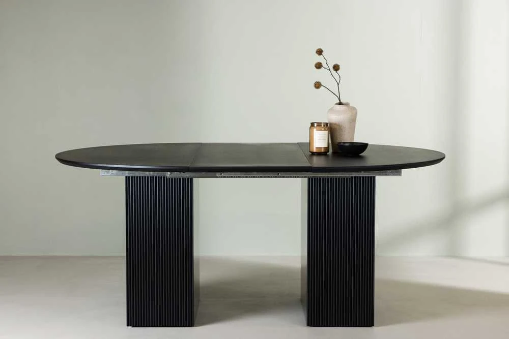 Venture Design Valgomasis stalas, Matilda ištraukiamas, ø130 cm, Juodas