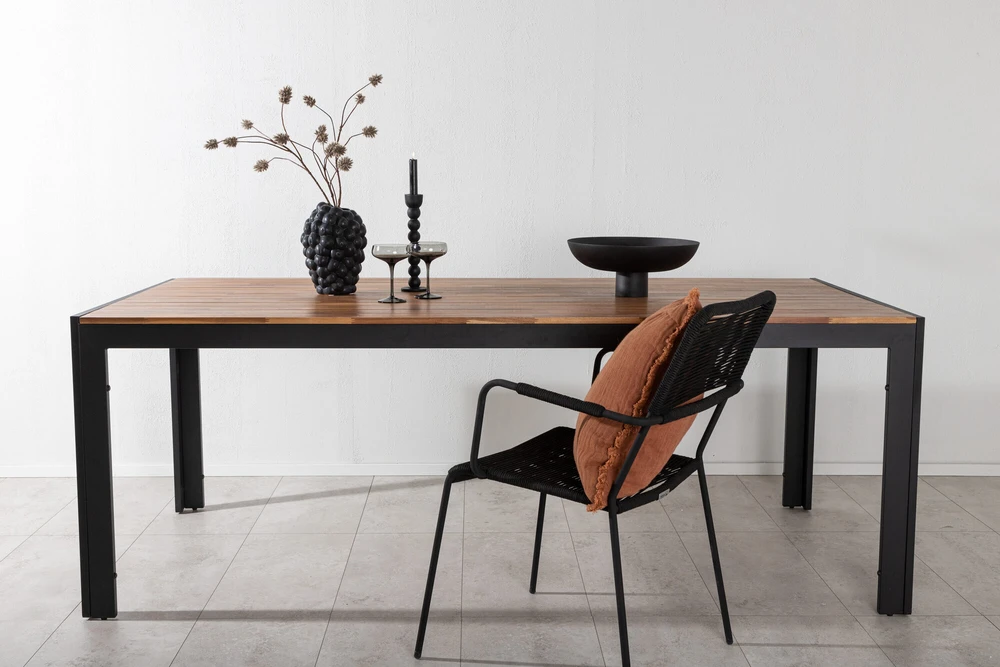 Venture Design Valgomasis stalas, medis, 205x90 cm, juodas