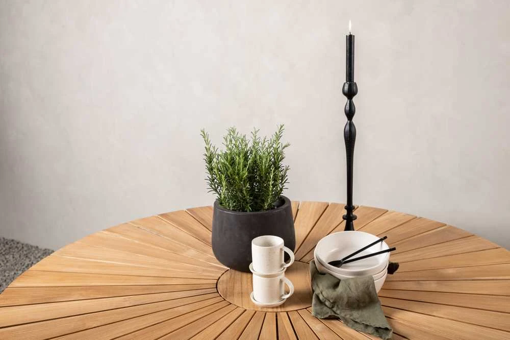 Venture Design Valgomasis stalas, Meksika, ø140 cm, Balta/Teakinis