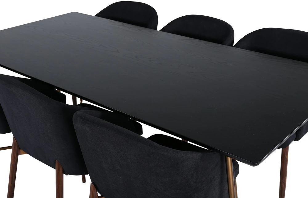 Venture Design Valgomasis stalas, Petra, 190x90 cm, Juodas + Valgomasis kėdė, Arch, 83x48.5 cm, Juoda