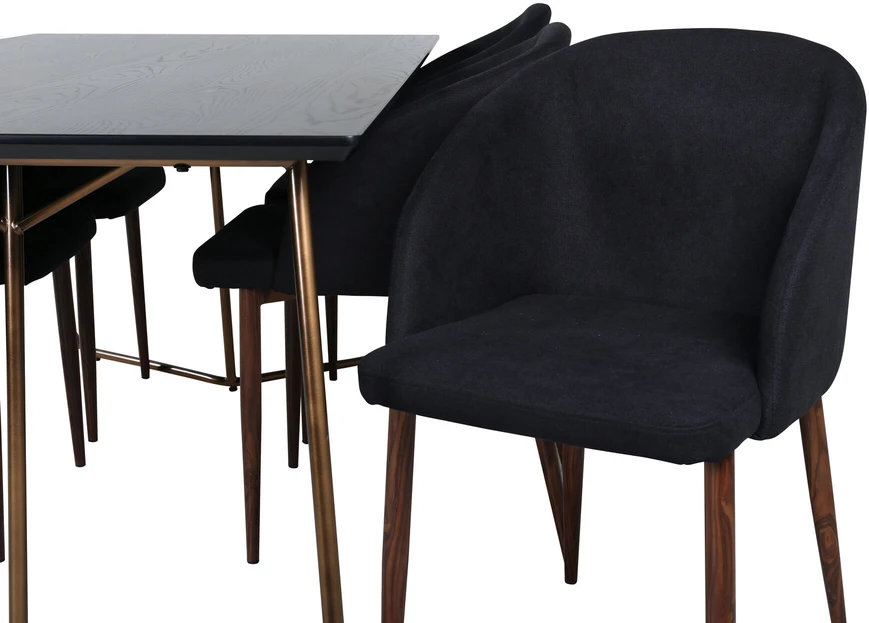 Venture Design Valgomasis stalas, Petra, 190x90 cm, Juodas + Valgomasis kėdė, Arch, 83x48.5 cm, Juoda