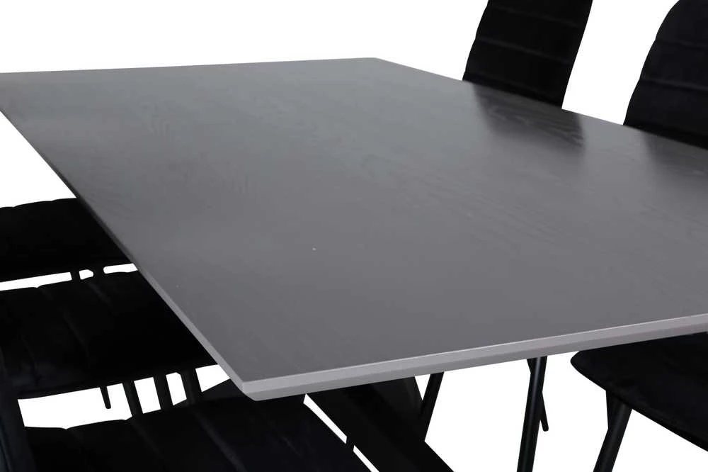 Venture Design Valgomasis stalas, Piazza, 190x90 cm, Pilka + Valgomasis kėdė, Windu Lyx, 49x43 cm, Juoda