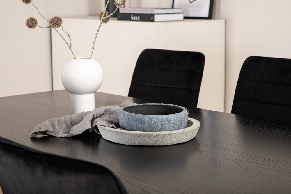 Venture Design Valgomasis stalas, Piazza, 76x180x90 cm, Juodas / Valgomasis kėdė, Windu Lyx, 49x94x43 cm, Juoda