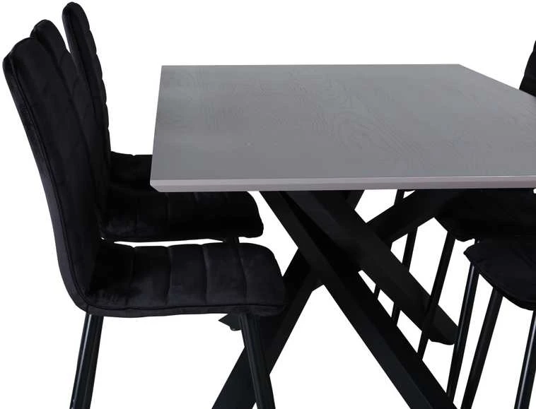 Venture Design Valgomasis stalas, Piazza, 190x90 cm, Pilka + Valgomasis kėdė, Windu Lyx, 49x43 cm, Juoda