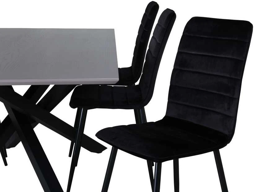 Venture Design Valgomasis stalas, Piazza, 190x90 cm, Pilka + Valgomasis kėdė, Windu Lyx, 49x43 cm, Juoda
