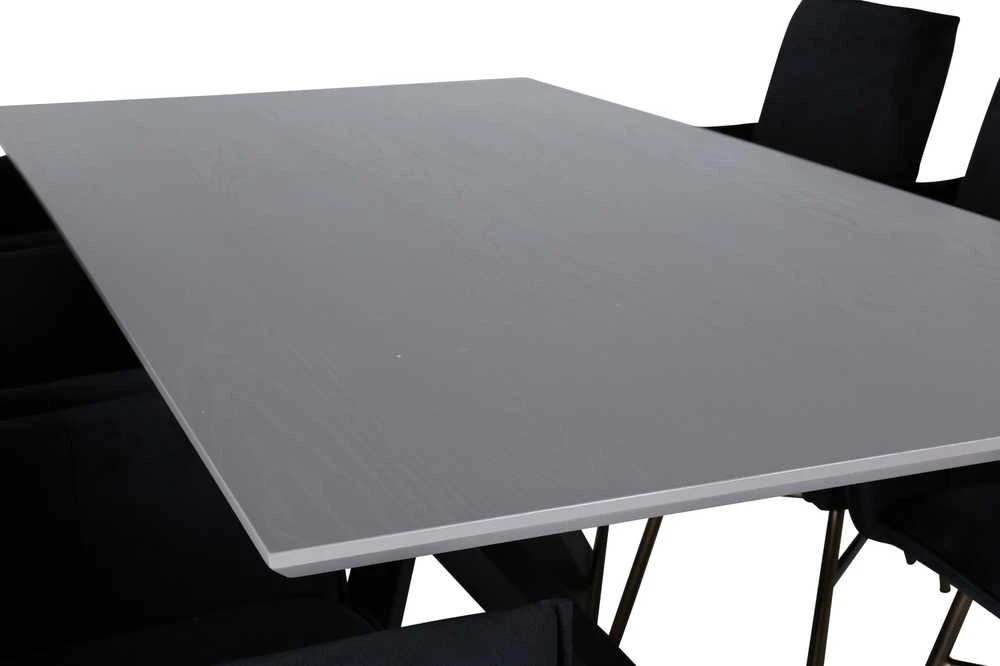 Venture Design Valgomasis stalas, Piazza, 190x90 cm, Valgomasis kėdė, Petra, 60x87 cm, Juoda